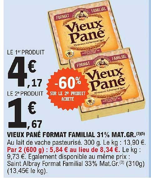 vieux pané format familial 31% mat.gr.