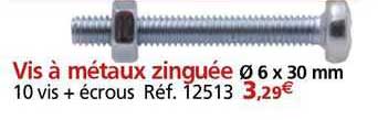 vis à métaux zinguée ø 6 x 30 mm