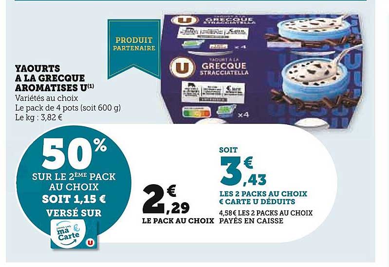 Yaourts à La Grecque Aromatisés U