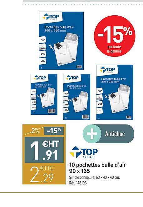 10 pochettes bulle d'air 90 x 165