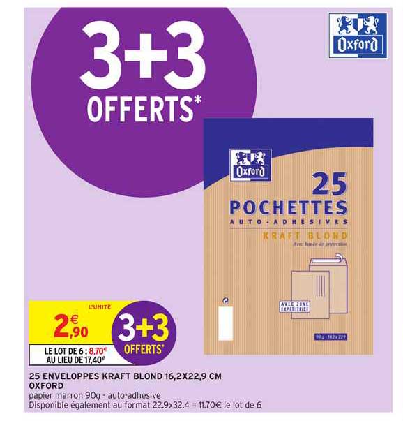 25 Enveloppes Kraft Blond 16,2 X 22,9 Cm Oxford