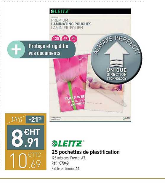 25 pochettes de plastification leitz