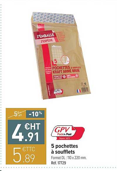 5 pochettes à soufflets gpv