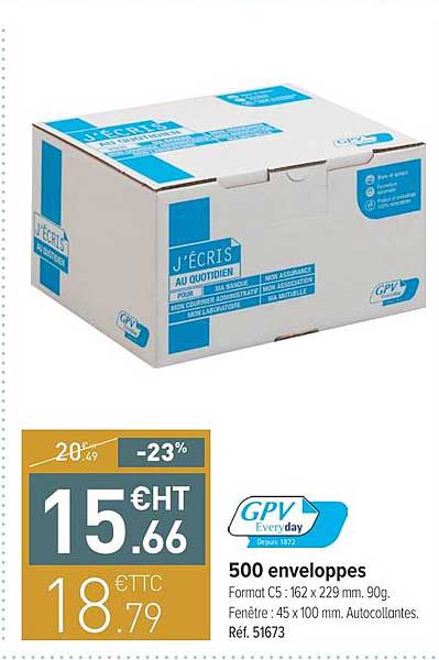 500 Enveloppes Gpv