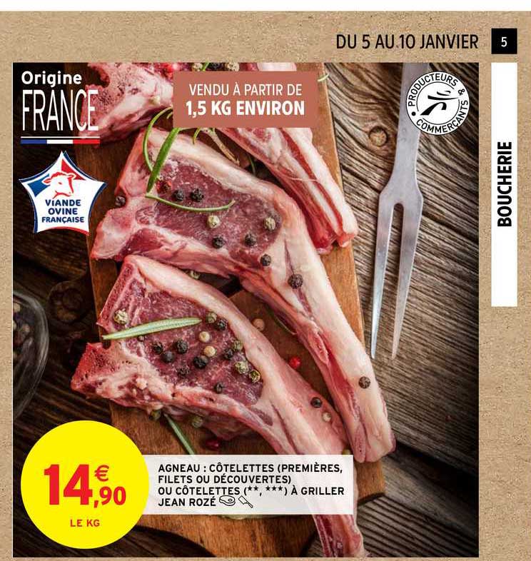 agneau : côtelettes à griller jean rozé