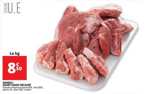 agneau : quart avant découpé