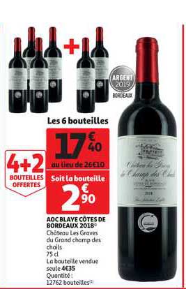 aoc blaye côtes de bordeaux 2018 château les graves du grand champ des chails