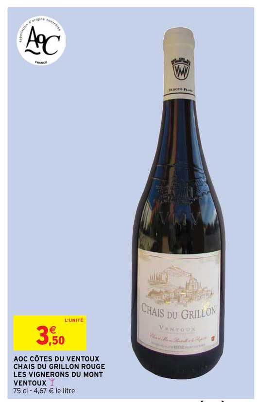 aoc côtes du ventoux chais du grillon rouge les vignerons du mont ventoux