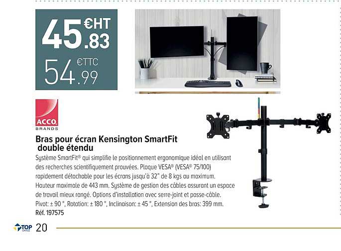 bras pour écran kensington smartfit double étendu