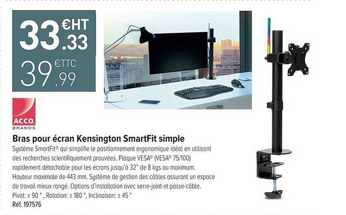 bras pour écran kensington smartfit simple acco brands