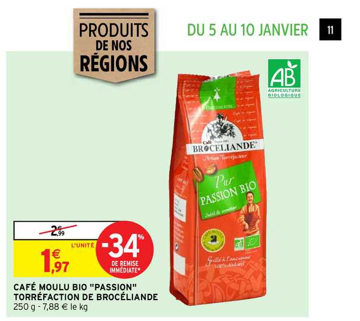 Café Moulu Bio "passion" Torréfaction De Brocéliande