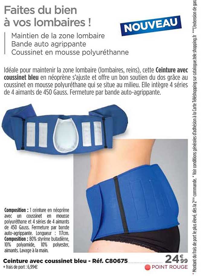 ceinture avec coussinet bleu