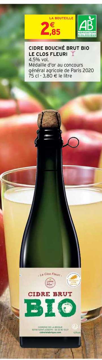 cidre bouché brut bio le clos fleuri