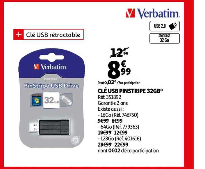 clé usb pinstripe 32gb verbatim