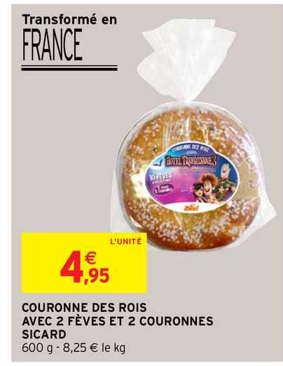 couronne des rois avec 2 fèves et 2 couronnes sicard