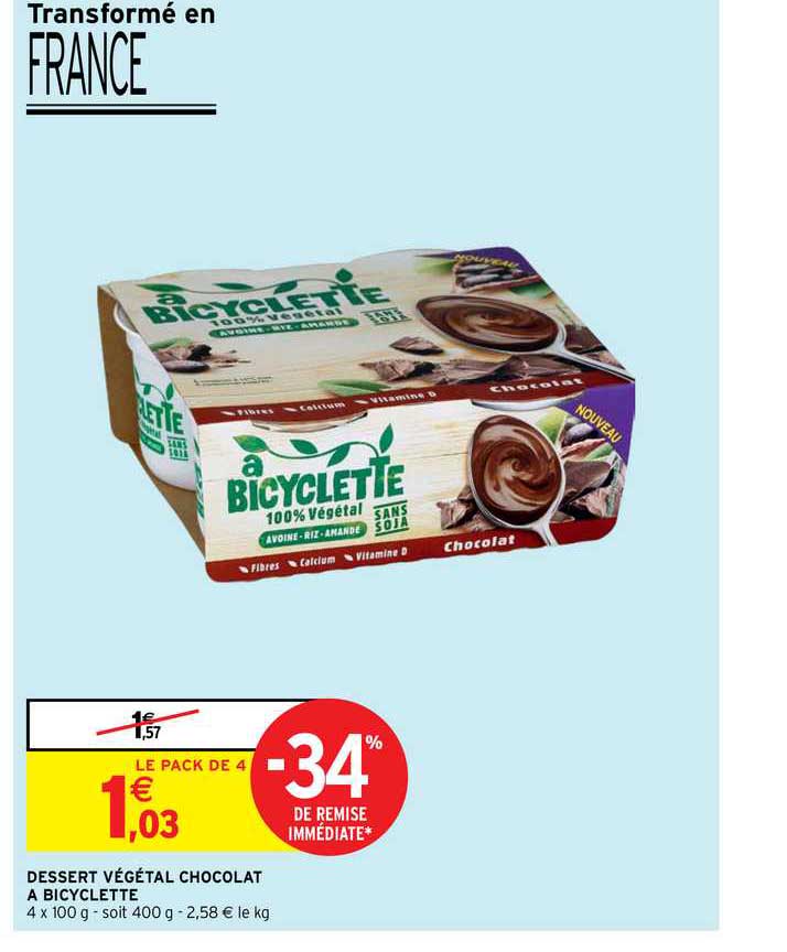 dessert végétal chocolat à bicyclette