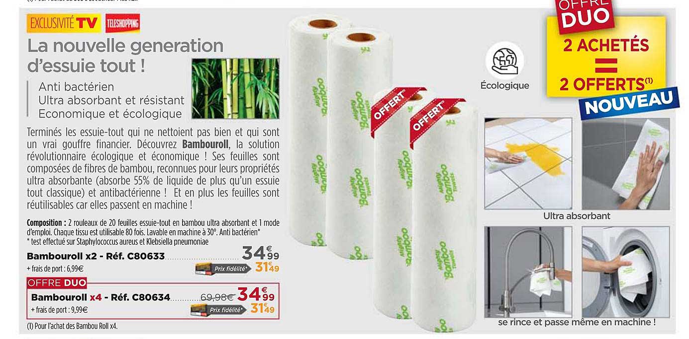 essuie tout bambouroll x2