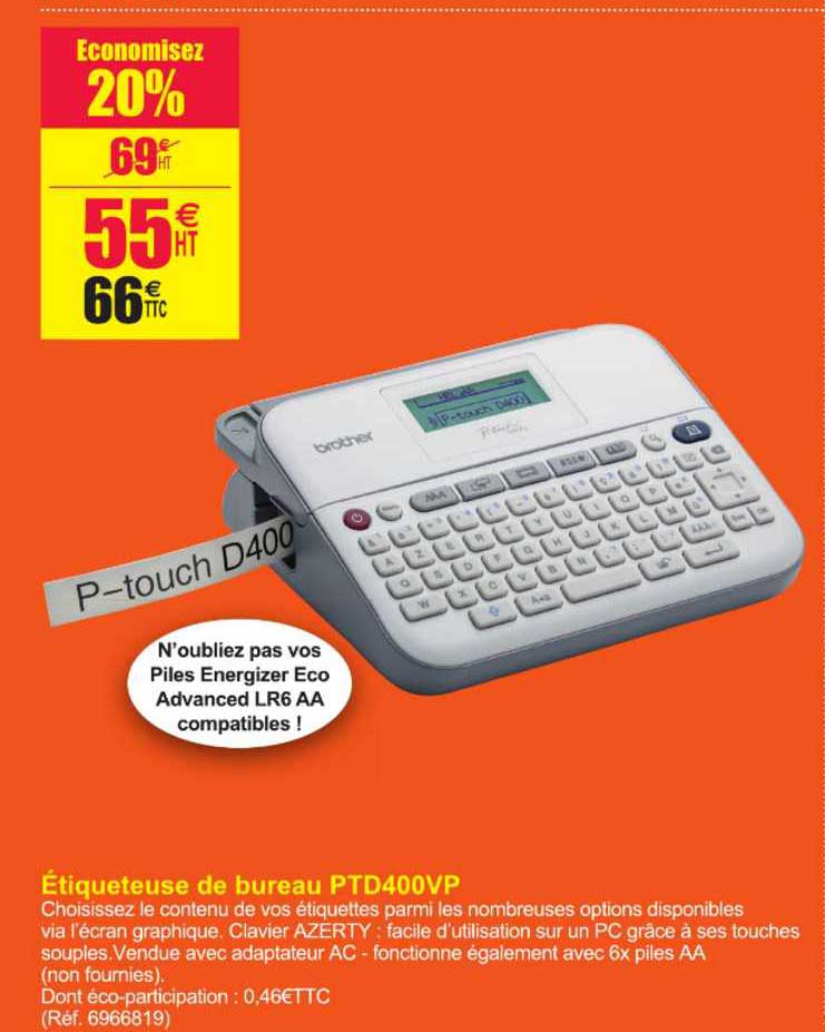 étiqueteuse de bureau ptd400vp brother