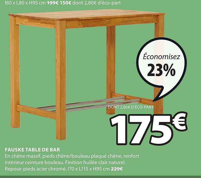 fauske table de bar