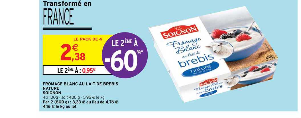 Fromage Blanc Au Lait De Brebis Nature Soignon