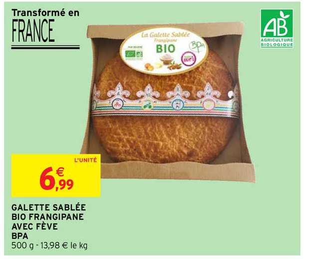 galette sablée bio frangipane avec fève bpa