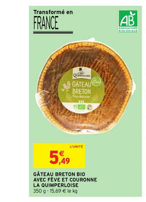 gâteau breton bio avec fève et couronne la quimperloise