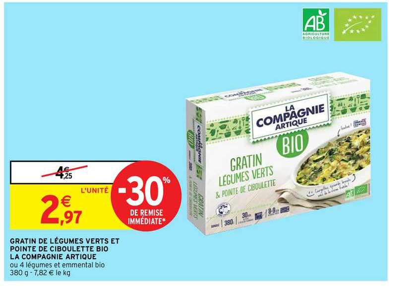 gratin de légumes verts et pointe de ciboulette bio la compagnie artique