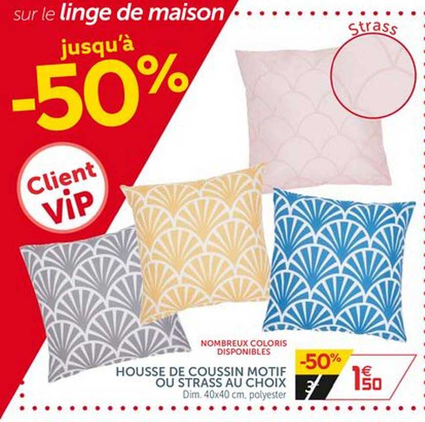 housse de coussin motif ou strass au choix