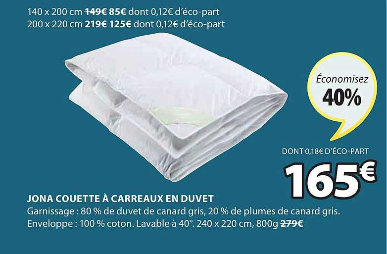 jona couette à carreaux en duvet