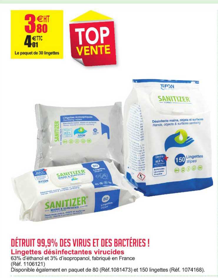 Lingettes Désinfectantes Virucides Sanitizer