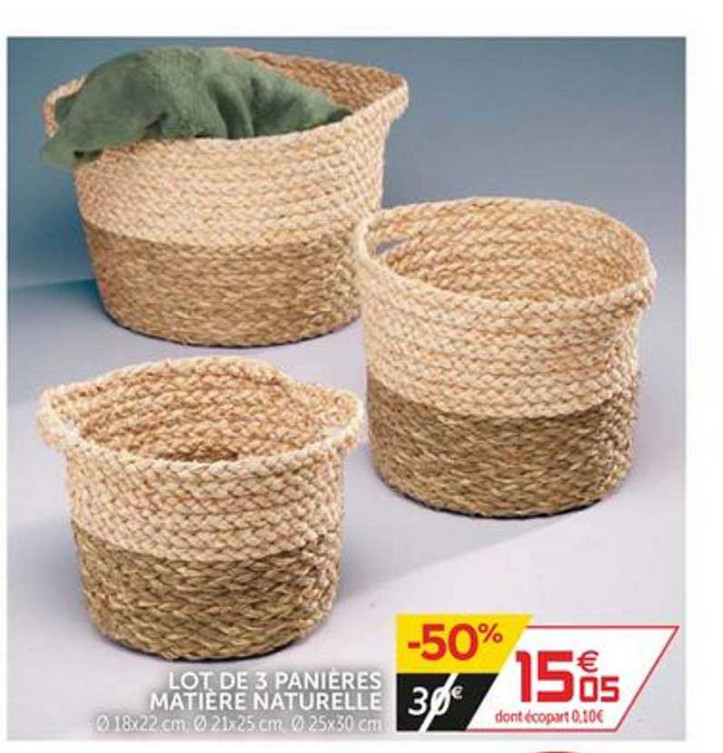 lot de 3 panières matière naturelle