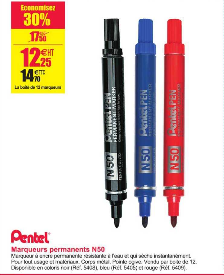 marqueurs permanents n50 pentel