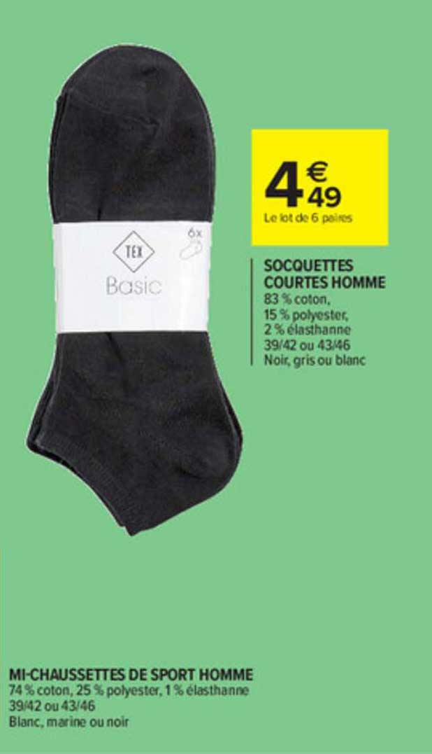 mi-chaussettes de sport homme, socquettes courtes homme tex
