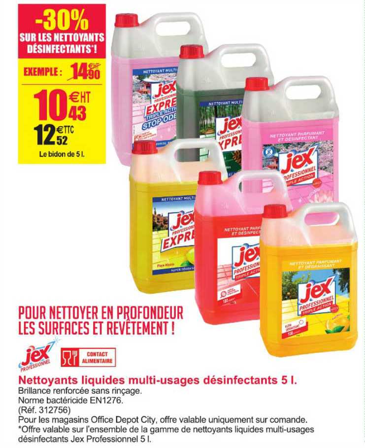 nettoyants liquide multi-usages désinfectants 5l jex