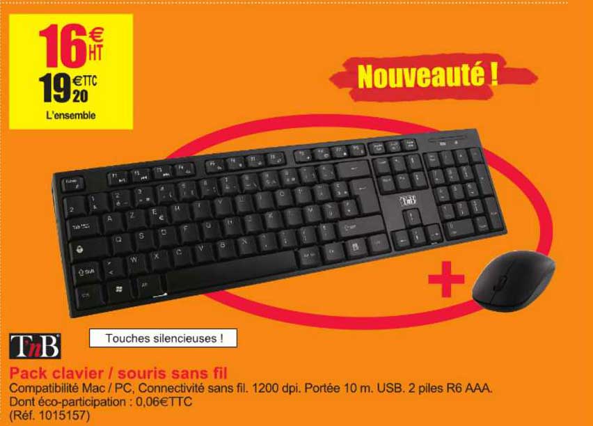 Pack Clavier - Souris Sans Fil Tnb