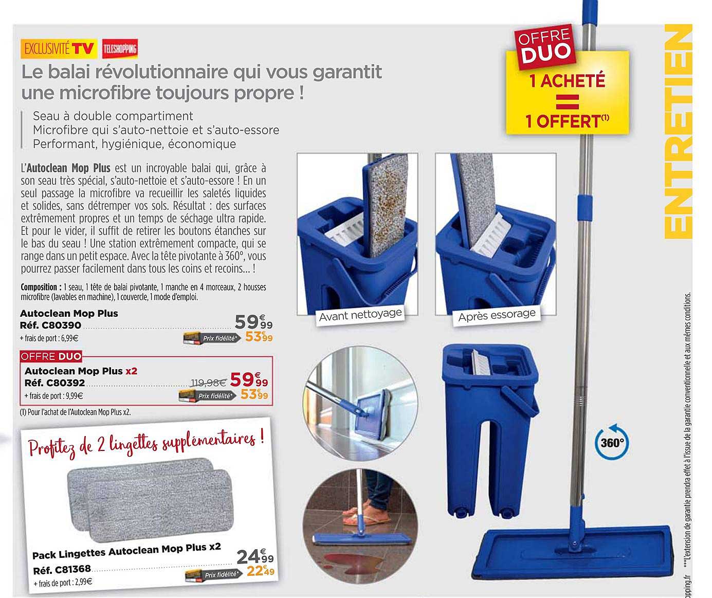 Pack Lingettes Autoclean Mop Plus X2