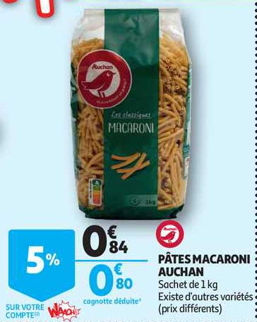 Pâtes Macaroni Auchan