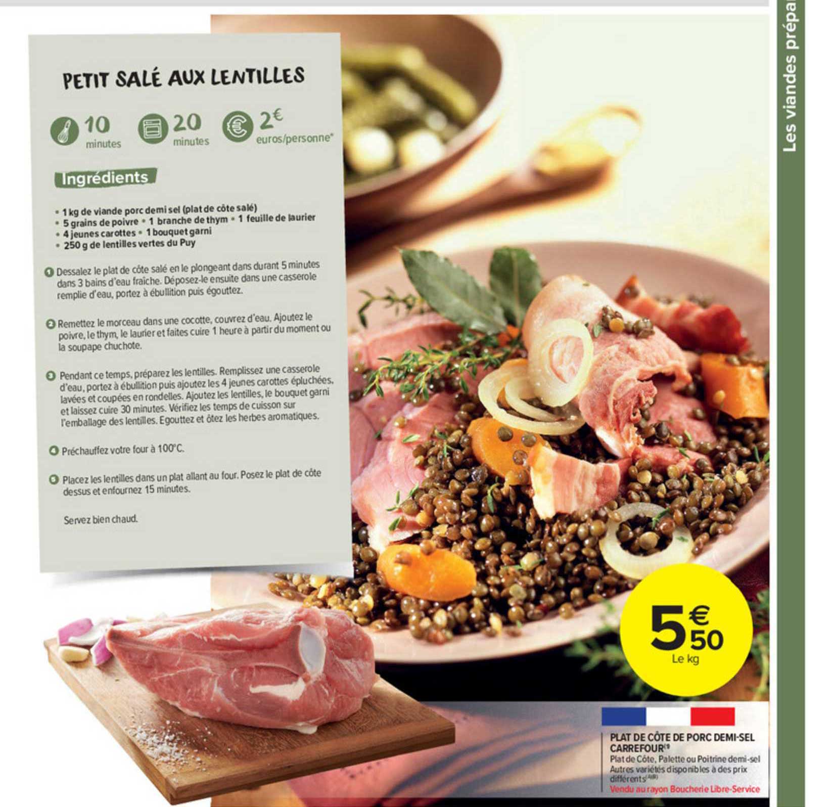 plat de côte de porc demi-sel carrefour