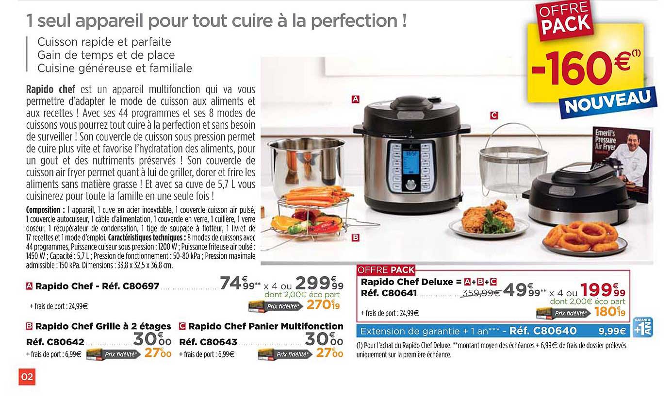 rapido chef, rapido chef grille à 2 étages, rapido chef panier multifonction, rapido chef deluxe