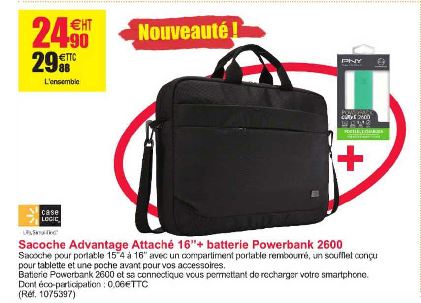 Sacoche Advantage Attaché 16" + Batterie Powerbank 2600