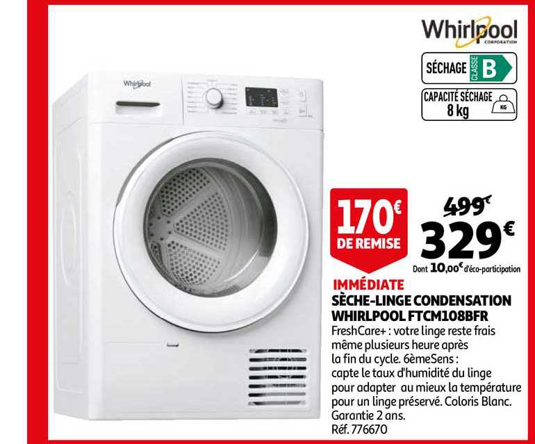 sèche-linge condensation whirlpool