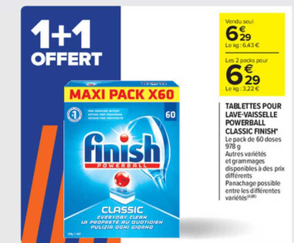 tablettes pour lave-vaisselle powerball classic finish