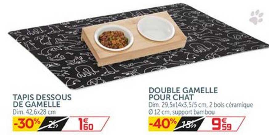 Tapis Dessous De Gamelle, Double Gamelle Pour Chat