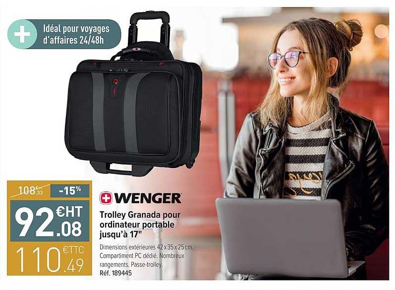 trolley granada pour ordinateur portable jusqu'à 17" wenger