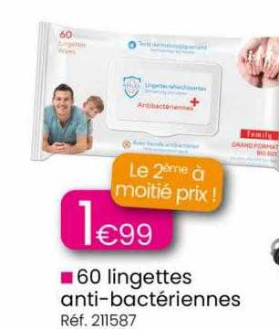 60 Lingettes Anti-bactériennes