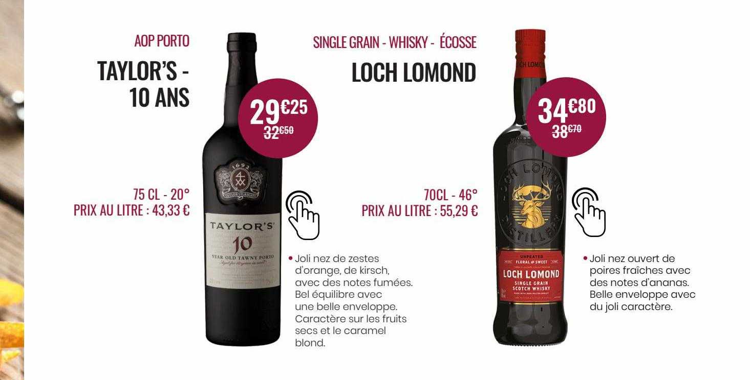 aop porto taylor's - 10 ans, single grain - whisky - écosse loch lomond