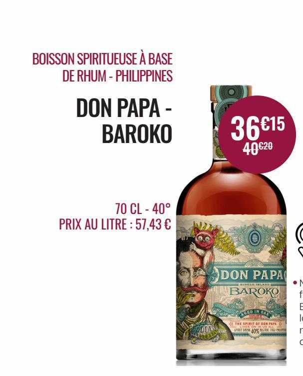 boisson spiritueuse à base de rhum - philippines don papa - baroko