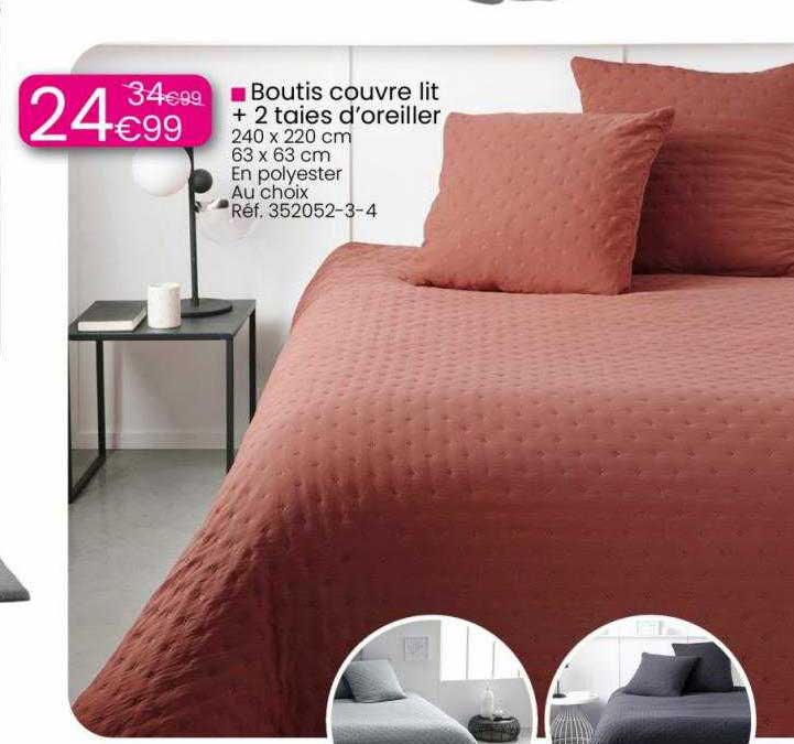 boutis couvre lit + 2 taies d'oreiller
