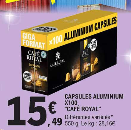 capsules aluminium x100 "café royale"