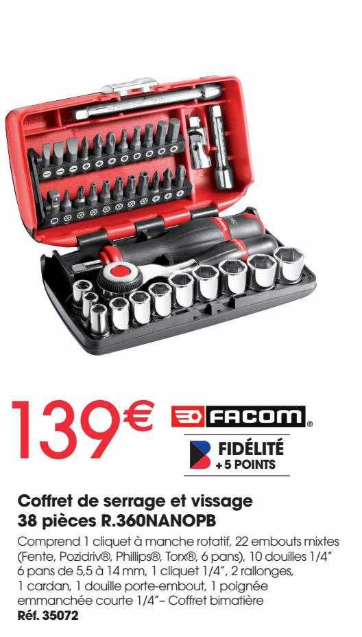 coffret de serrage et vissage 38 pièces facom